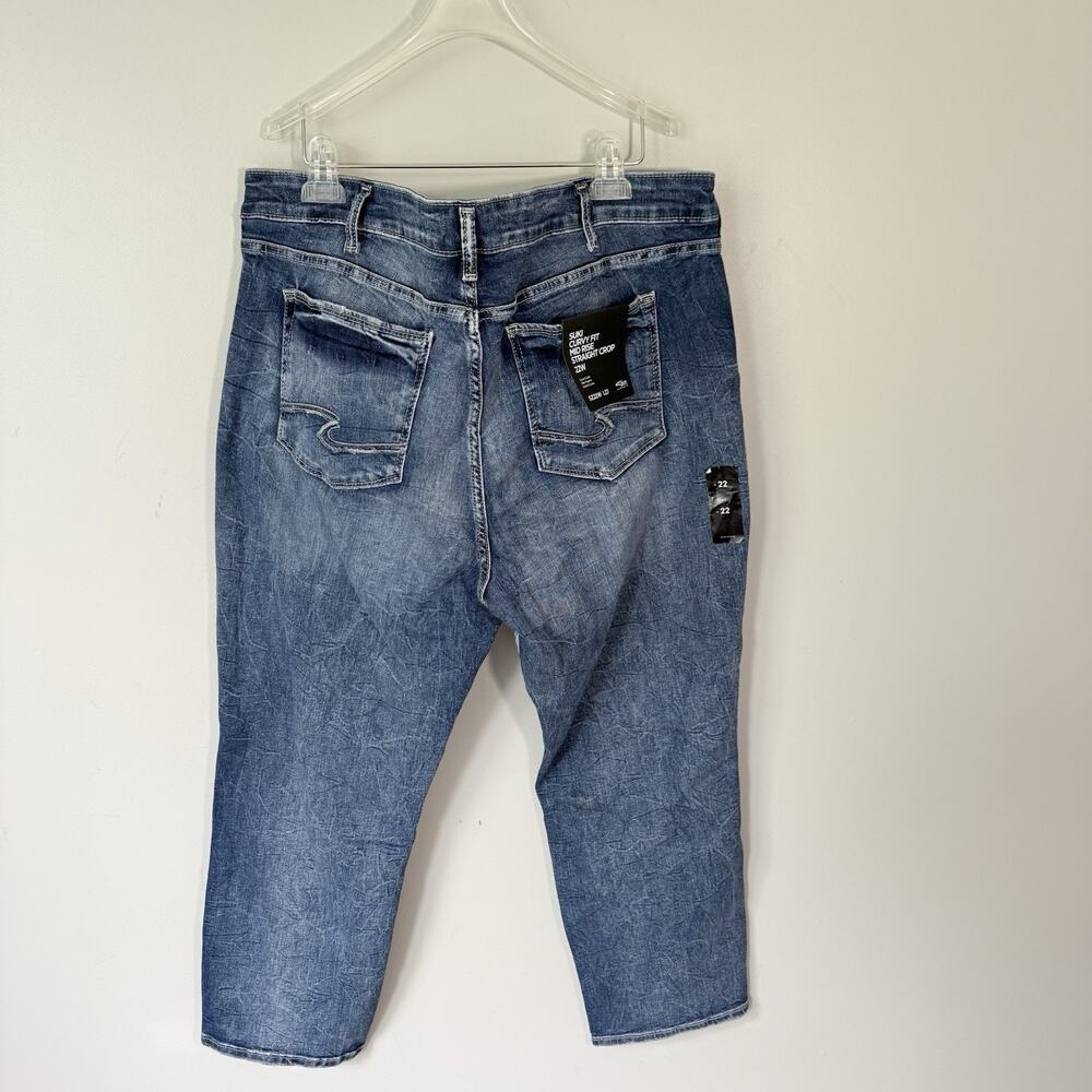 Silver Jeans Suki Curvy Mid Rise Straight Crop Jeans Womens Plus 22W L27 NEW - Picture 3 of 5